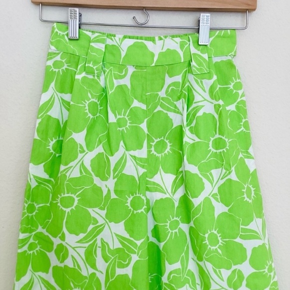Essentiel Antwerp Anthropologie Wide Leg Pants Green/White Floral Print SZ 2 - Picture 4 of 9